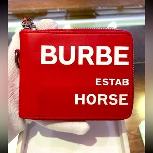 Burberry Established Horseferry Road - Print Leather Zip Red Wallet